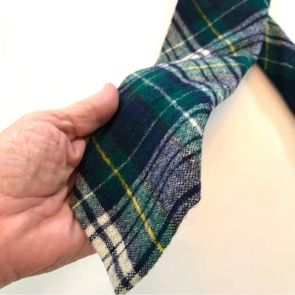 Pendleton Vintage 100% Virgin Wool Men’s Tartan Plaid Neck Tie, Blue Green White